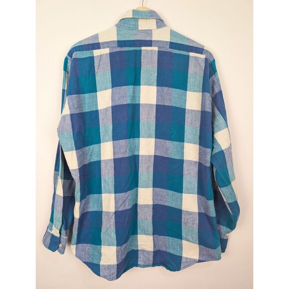 Vintage American Eagle Outfitters Mens Flannel 80s Sz Large Blue Checker Shirt - Picture 5 of 5